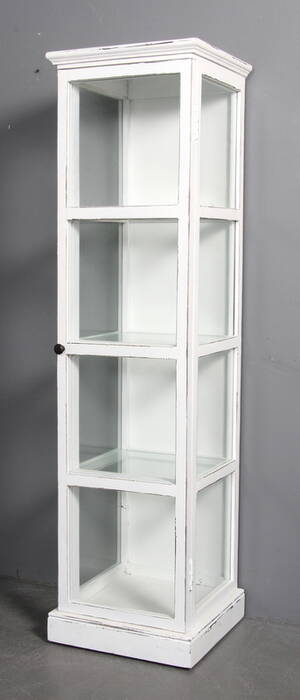 Vitrineskab. Hvid  antik bemalet træ