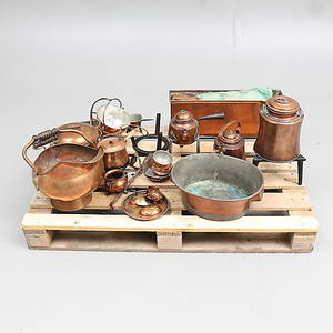 PARTI KOPPAR m.m, ca 25 delar, 181900-tal.