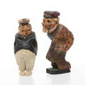 FIGURINER, 2 st, träskurna samt bemålade, signerade, 1900-tal.