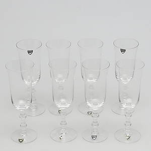 CHAMPAGNEGLAS. 8 st. Salut, Simon Gate, Orrefors, Sverige.