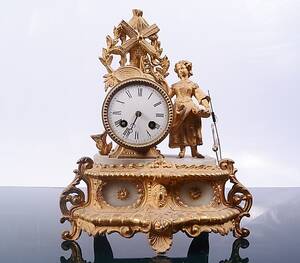 BORDSUR, BRONSERAD METALL OCH ALABASTER, 181900-tal.