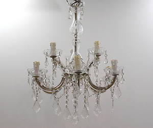 TAKLAMPA med prismor, 9 ljuspunkter, venetiansk stil, höjd 65 cm.