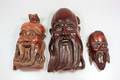 DREI MASKEN, China, Hartholz.