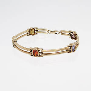 ARMLÄNK, 14k guld, stenar, 22,2 g.