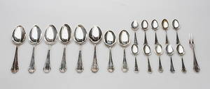 BESTICK, 19 delar, silver, Haga, vikt ca. 591 gram.
