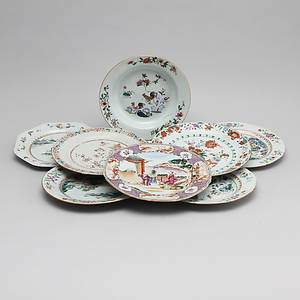 TALLRIKAR, porslin, 9 st, Kina 1700-tal.