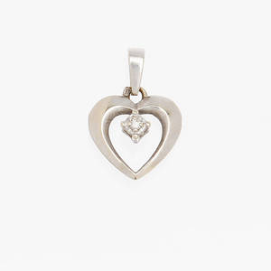 HÄNGE, hjärta, 18K vitguld med diamant, totalt ca 0,01ct. 1,3g.