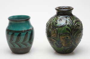 VASER, 2 st, keramik, Herman Kähler samt Bobergs fajansfabrik.