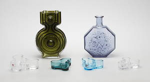 GLASFÖREMÅL, 6 delar, bland annat Iittala, 192000-tal.