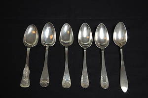 MATSKEDAR, 6 delar , 1800-tal, vikt 264 g.