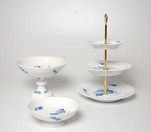 PORSLIN, 3 delar, Blå blomster, 1sort,  Royal Copenhagen.