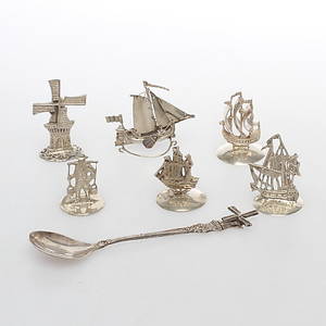 SILVER, 7 delar, mestadels kontrollstämplat Nederländerna. 1900-tal.