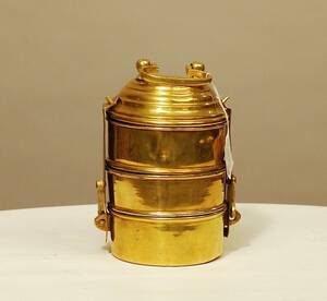 MATLÅDA I MÄSSING, HÖ 20, DIAM 12 CM