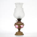 BORDSFOTOGENLAMPA, metall och glas, 181900-tal.