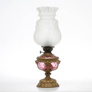 BORDSFOTOGENLAMPA, metall och glas, 181900-tal.