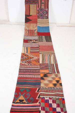 Persisk Patchwork kelim løber, 360x73 cm.
