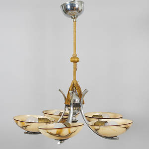 TAKARMATUR, 5-armad, krom med glaskupor, Funkis.