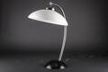 Awssi Design. Bordlampe med stamme af stål, skærm af opalglas