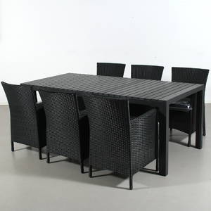 Trädgårdsgrupp med bord och 6 fåtöljer 7