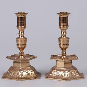 LJUSSTAKAR, ett par, mässing, barockstil, Ystad metall.