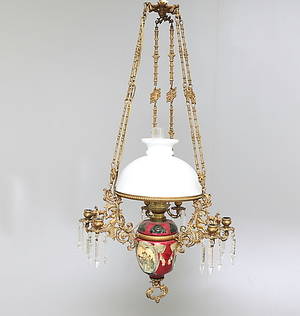 TAKFOTOGENLAMPA, 3-armad, Majolika.