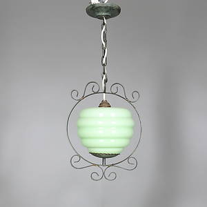 TAKLAMPA i glas och järn. 1930-talet.