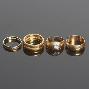 RINGAR, 4 st, 18k guld, 1900-talets slut. Vikt 16 gram.