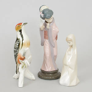 FIGURINER, 3 stycken, porslin, bl.a. 2 Lladro.
