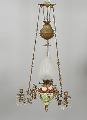 TAKFOTOGENLAMPA, majolikabronserad metallglas, sent 1800-tal.