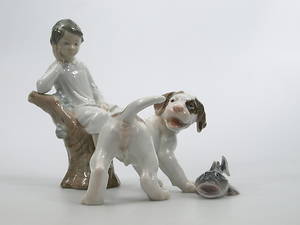 FIGURINER, porslin, 3 stycken, Lladro, Bing  Gröndahl.