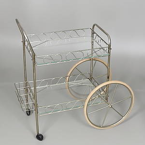 SERVERINGSVAGN i glas och mässing. Italien 1900-tal.