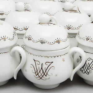 CRÈMEKOPPAR, 14 st, porslin, 1900-tal.