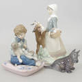FIGURINER, porslin, 3 Lladro samt en Royal Copenhagen.