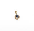 HÄNGE, carmosé, 18K rödguld med safirkomposit samt diamanter, totalt ca 0,12ct. Vikt 1,2g.
