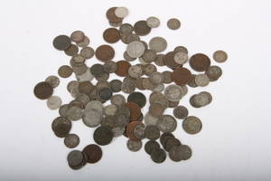 Stor samling skillingsmønter. Ca. 120 stk.