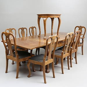 MATSALSMÖBEL, 10 delar, rokokostil, 1900-talets första hälft.