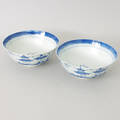 SKÅLAR, 1 par, porslin, Japan, 1800-tal, Kinesiskt motiv med flodlandskap.