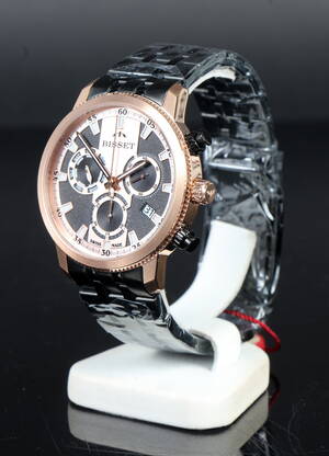 Bisset Of Switzerland, GoldBlack. Swiss made Herre Chronograph. Denne vare er sat til omsalg under nyt varenummer 4384236