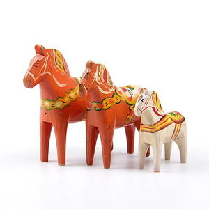 DALAHÄSTAR, 3 st. Trä, 1900-tal.