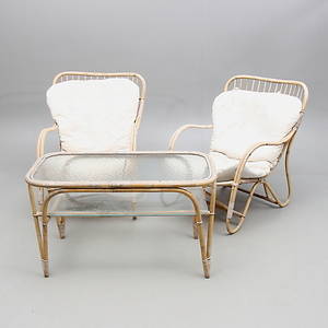 TRÄDGÅRDSGRUPP, 3 delar, rotting, 1900-tal.