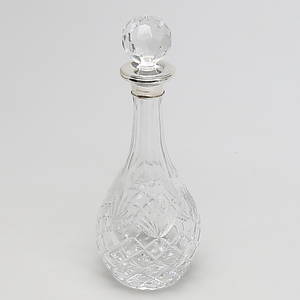 KARAFF med propp, glas och sterlingsilver, England.