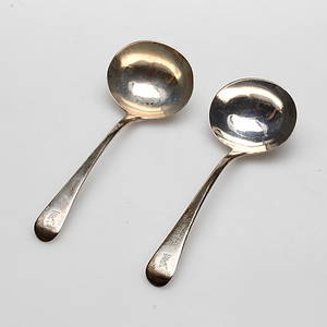 SÅSSKEDAR, ett par, silver, Old English, William EleyFearn, London 1803, vikt ca. 109,6 gram.