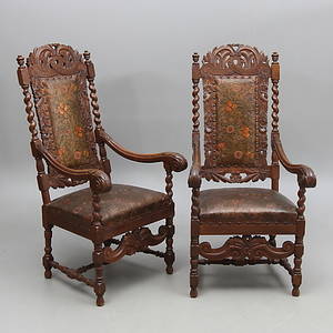 KARMSTOLAR, 1 par, barockstil, 1900-tal.