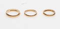 RINGAR, 3 st, 18k guld, vikt ca 12,2 gr.