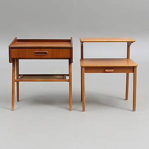 SÄNGBORD, 2 st, teak,  1900-talets mitt.