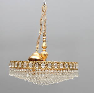 TAKLAMPA, plafondmodell, behängd med prismor, 192000-tal.