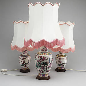 BORDLAMPOR, 3 st, porslin, 192000-tal.