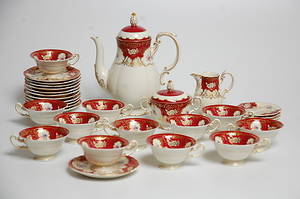 ESPRESSOSERVIS, 31 delar, porslin, Königlich Tetteau.