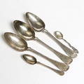 SKEDAR, 5 st, silver, Sundsvall, 1800-tal. Totalvikt 171 gram.