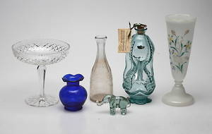 GLASFÖREMÅL, 6 delar, 1800-1900-tal.